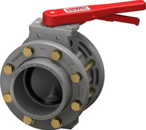 UPVC Nozbart Kollu Kelebek Vana 125 mm - Kole+Flanş Komple