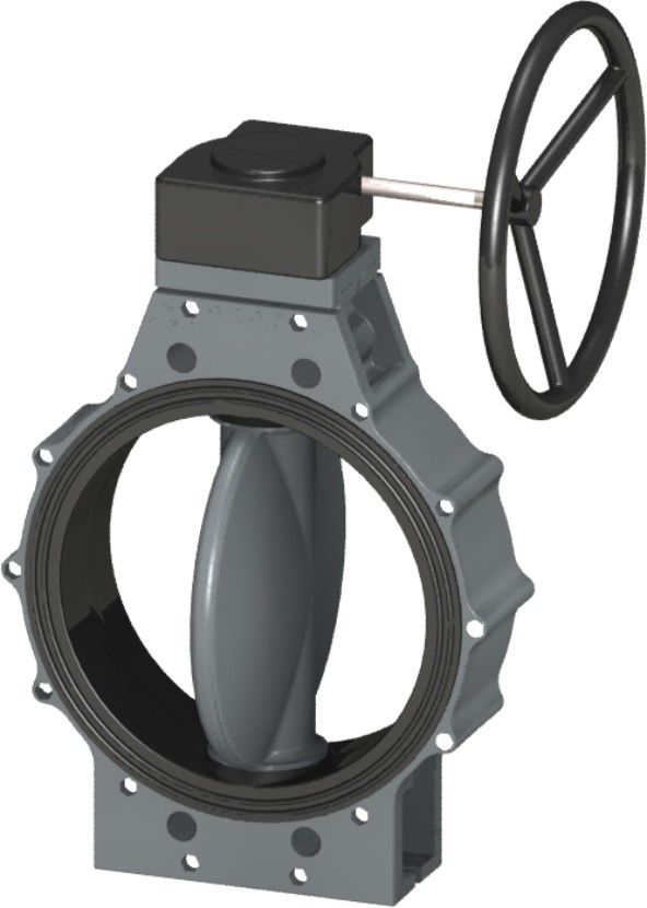 UPVC Nozbart Dişli Kutulu Kelebek Vana 110 mm - Çıplak