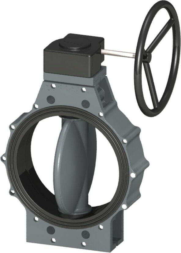 UPVC Nozbart Dişli Kutulu Kelebek Vana 225 mm - Çıplak