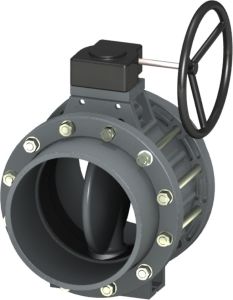 UPVC Nozbart Dişli Kutulu Kelebek Vana 280 mm - Kole+Flanş Komple