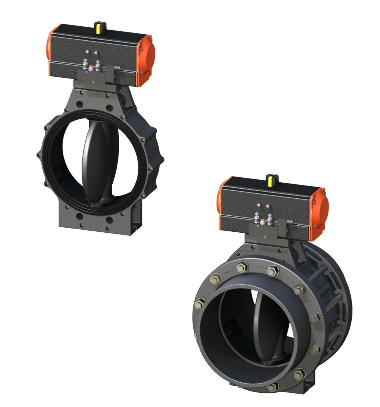 UPVC Pnömatik Aktüatörlü Nozbart Kelebek Vana