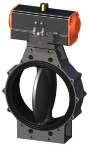 UPVC Pnömatik Aktüatörlü Nozbart Kelebek Vana 200 mm - Tek etkili - Çıplak - 220Volt