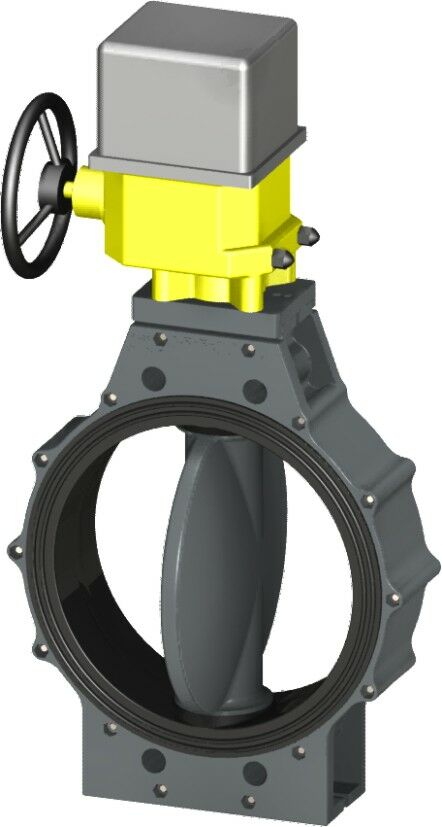 UPVC Elektrik Aktüatörlü Nozbart Kelebek Vana 200 mm - Çıplak - 24 Volt