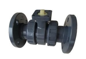 UPVC Aktüatör Uyumlu Küresel Asit Vanası 63 mm - Flanşlı