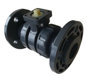 UPVC Aktüatör Uyumlu Küresel Asit Vanası 63 mm - Flanşlı