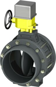 UPVC Elektrik Aktüatörlü Nozbart Kelebek Vana 63 mm - Kole+Flanş Komple - 220Volt