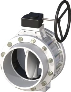 PPRC Nozbart Dişli Kutulu Beyaz Kelebek Vana 160 mm - Kole+Flanş Komple