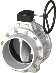 PPRC Nozbart Dişli Kutulu Beyaz Kelebek Vana 280 mm - Kole+Flanş Komple
