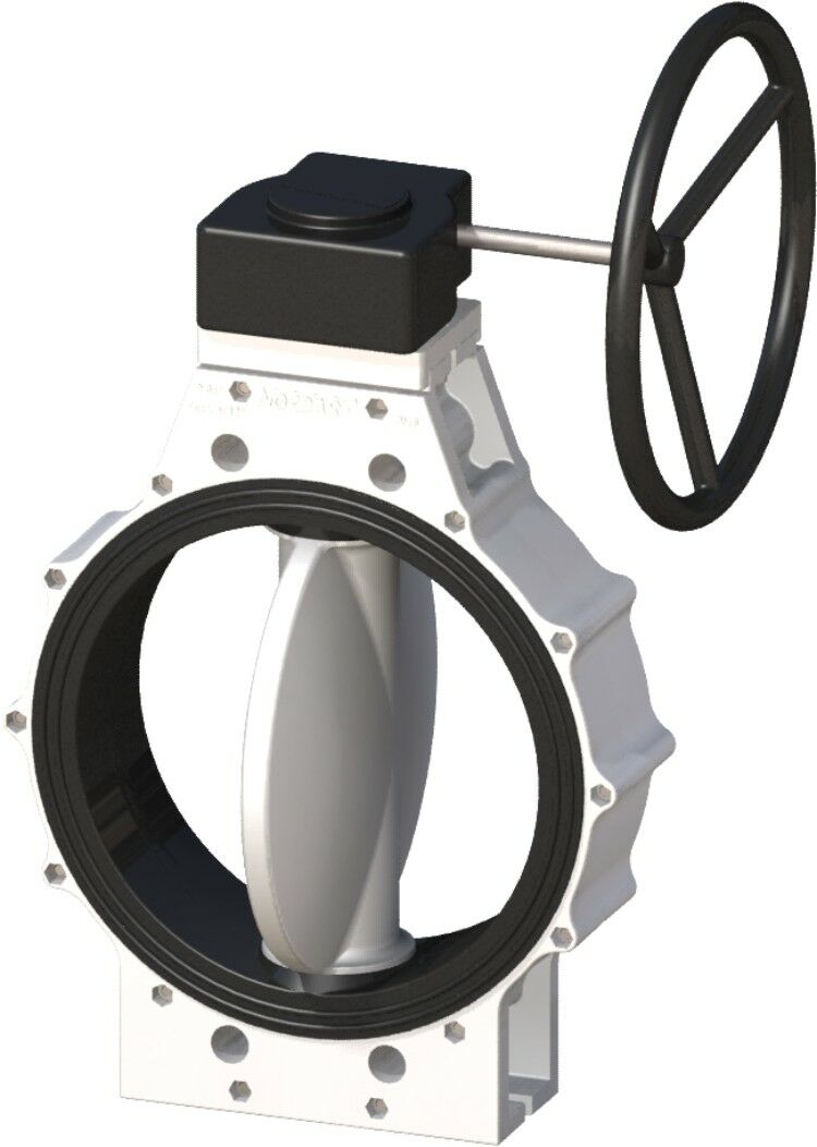 PPRC Nozbart Dişli Kutulu Beyaz Kelebek Vana 315 mm - Çıplak