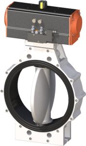 PPRC Pnömatik Aktüatörlü Beyaz Kelebek Vana 125 mm - Çıplak - Tek etkili - 24 Volt