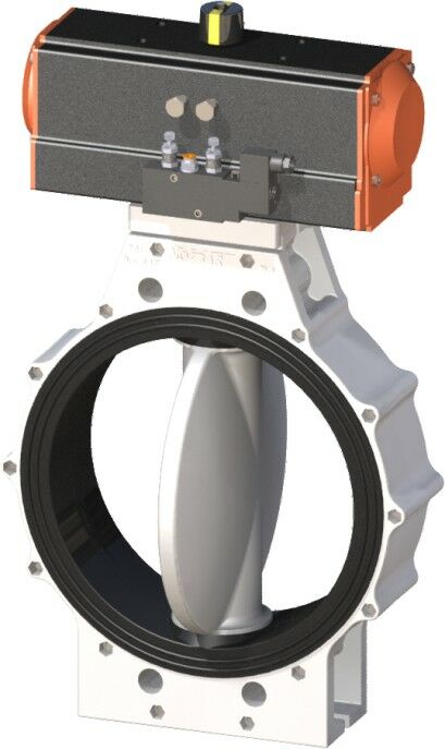 PPRC Pnömatik Aktüatörlü Beyaz Kelebek Vana 200 mm - Çıplak - Çift etkili - 24 Volt