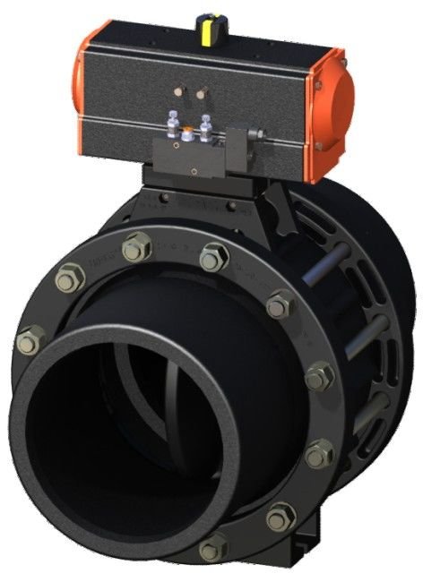 HDPE Bağlantılı Pnömatik Aktüat.Çift E.Kelebek Vana
