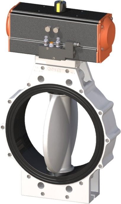 PPRC Pnömatik Aktüatörlü Beyaz Kelebek Vana 63 mm - Çıplak - Çift etkili - 24 Volt