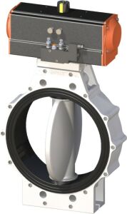 PPRC Pnömatik Aktüatörlü Beyaz Kelebek Vana 75 mm - Çıplak - Çift etkili - 220Volt