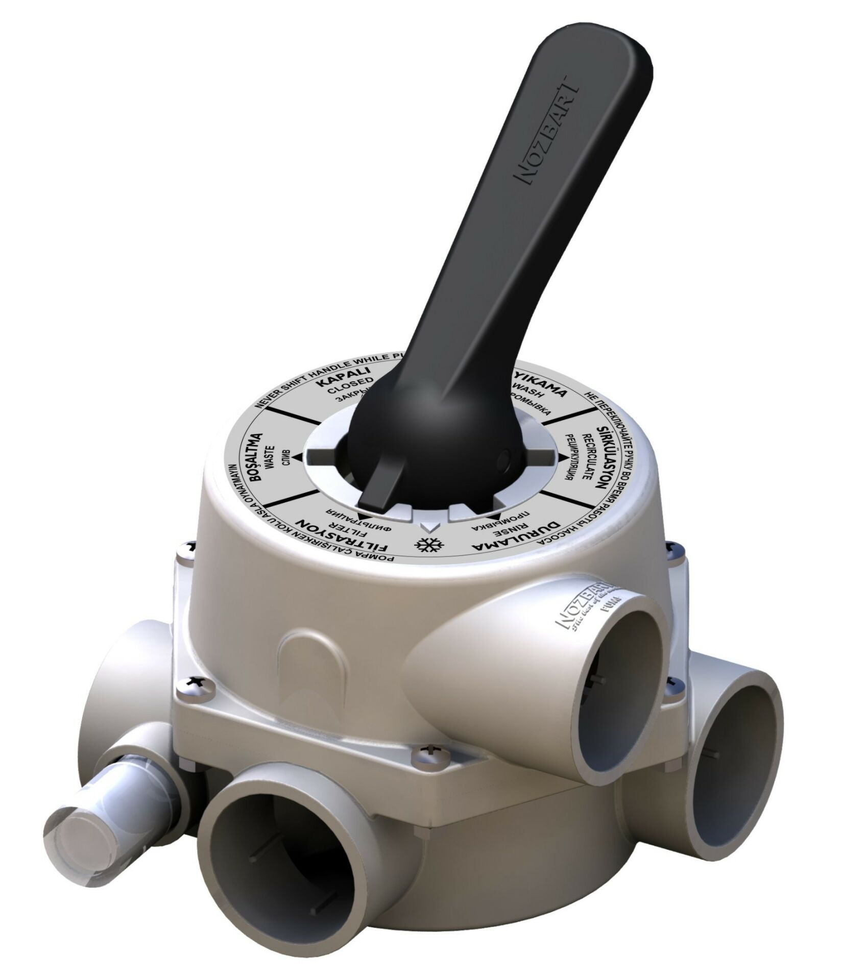 Nozbart Altıyollu vana Beyaz - 63 mm - Dişli