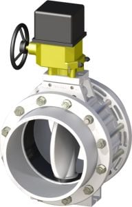 PPRC Elektrik Aktüatörlü Beyaz Kelebek Vana 225 mm - Kole+Flanş Komple - 220Volt