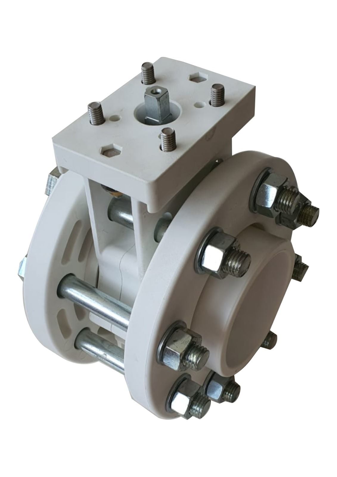 PPRC Aktüatör Uyumlu Beyaz Kelebek Vana 63 mm - Kole+Flanş Komple