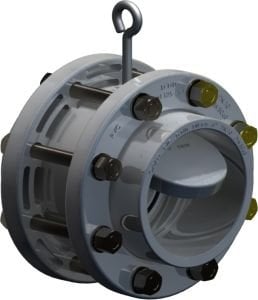 UPVC Çalpara Çekvalf 160 mm - Kole+Flanş Komple