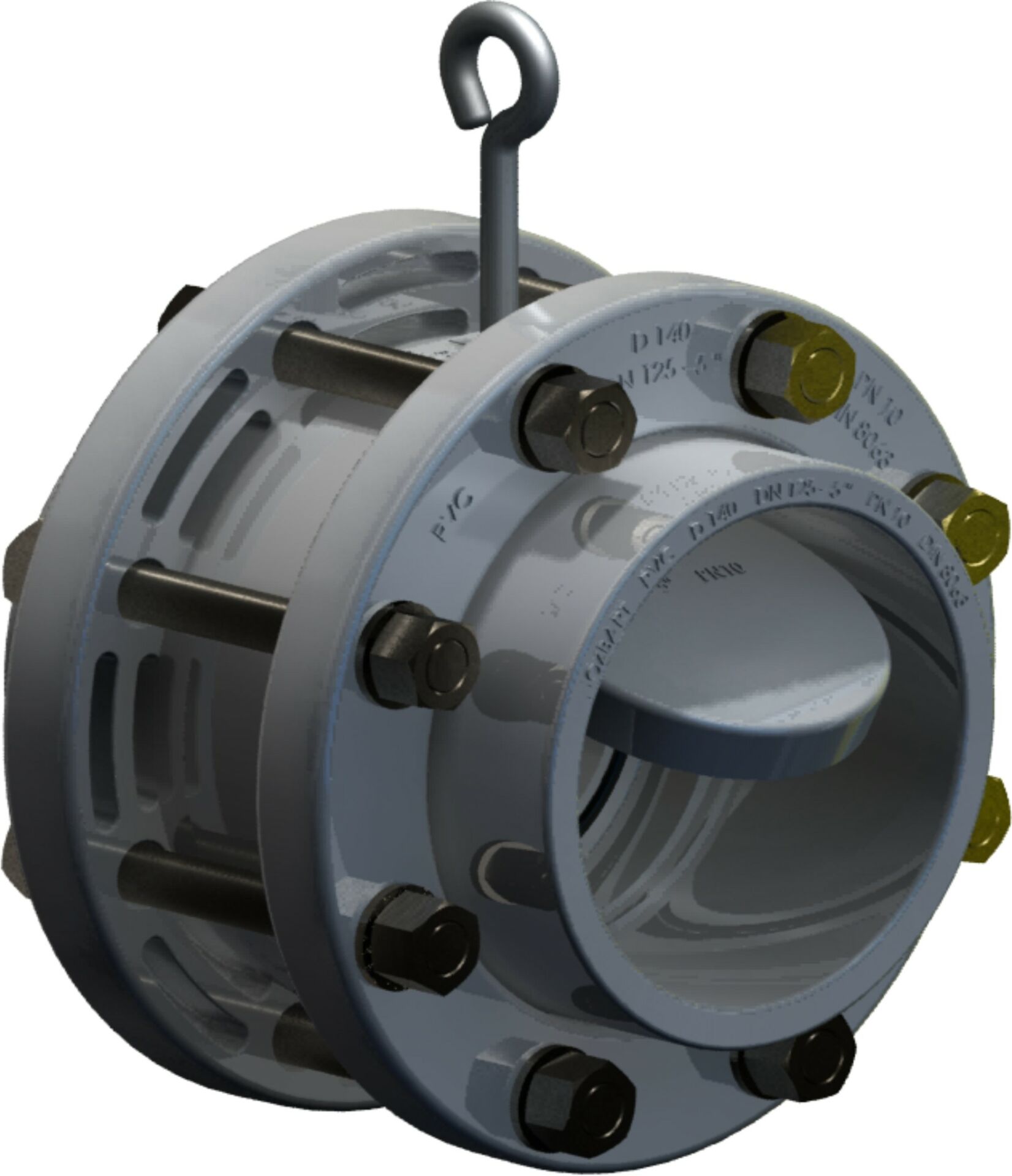 UPVC Çalpara Çekvalf 315 mm - Kole+Flanş Komple