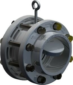 UPVC Çalpara Çekvalf 90 mm - Kole+Flanş Komple