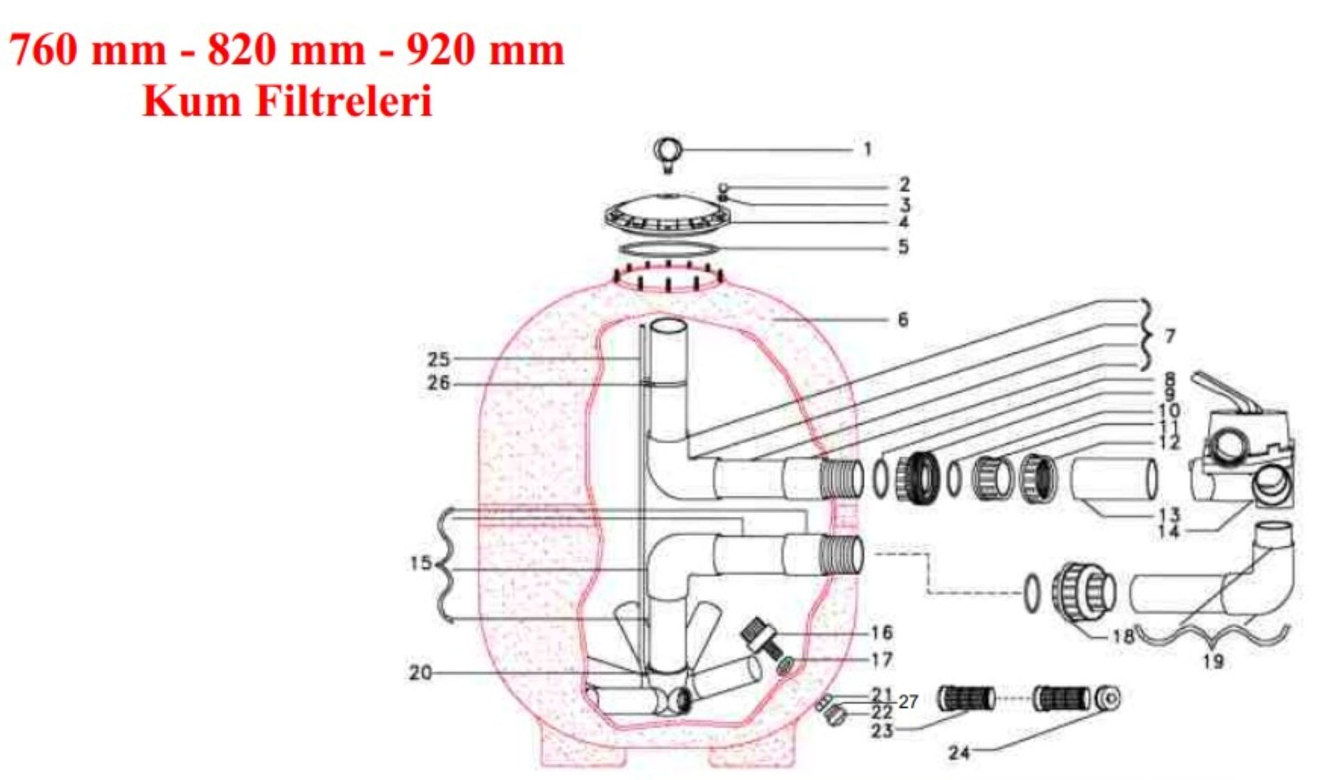 Nozbart Polyester Kum filtresi kapağı No:4 (400mm-920mm için)