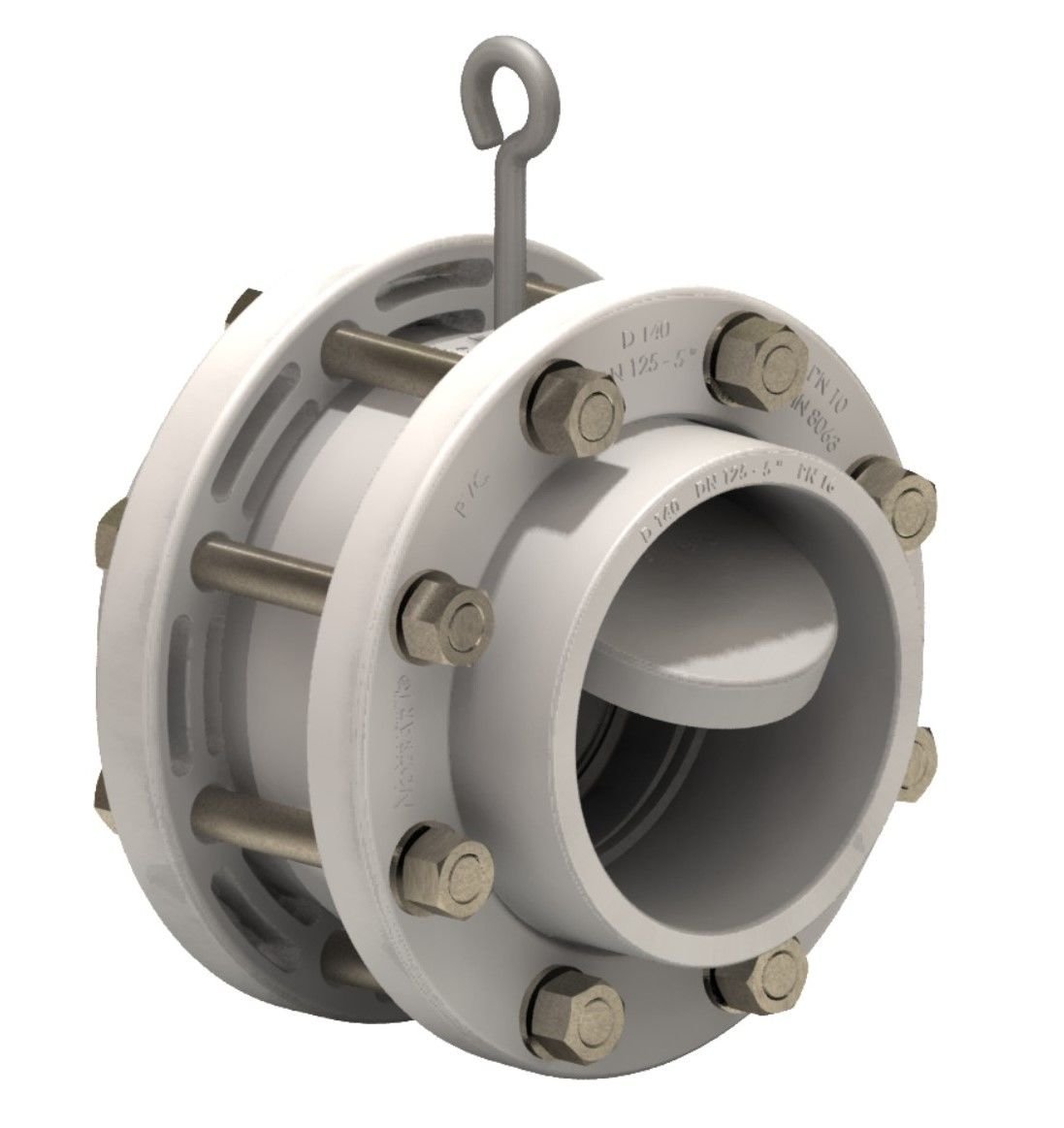 PPRC Beyaz Çalpara Çekvalf 140 mm - Kole+Flanş Komple