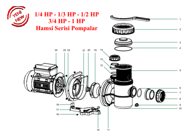 Hamsi Serisi (3/4HP) Elektrik Motoru No:24